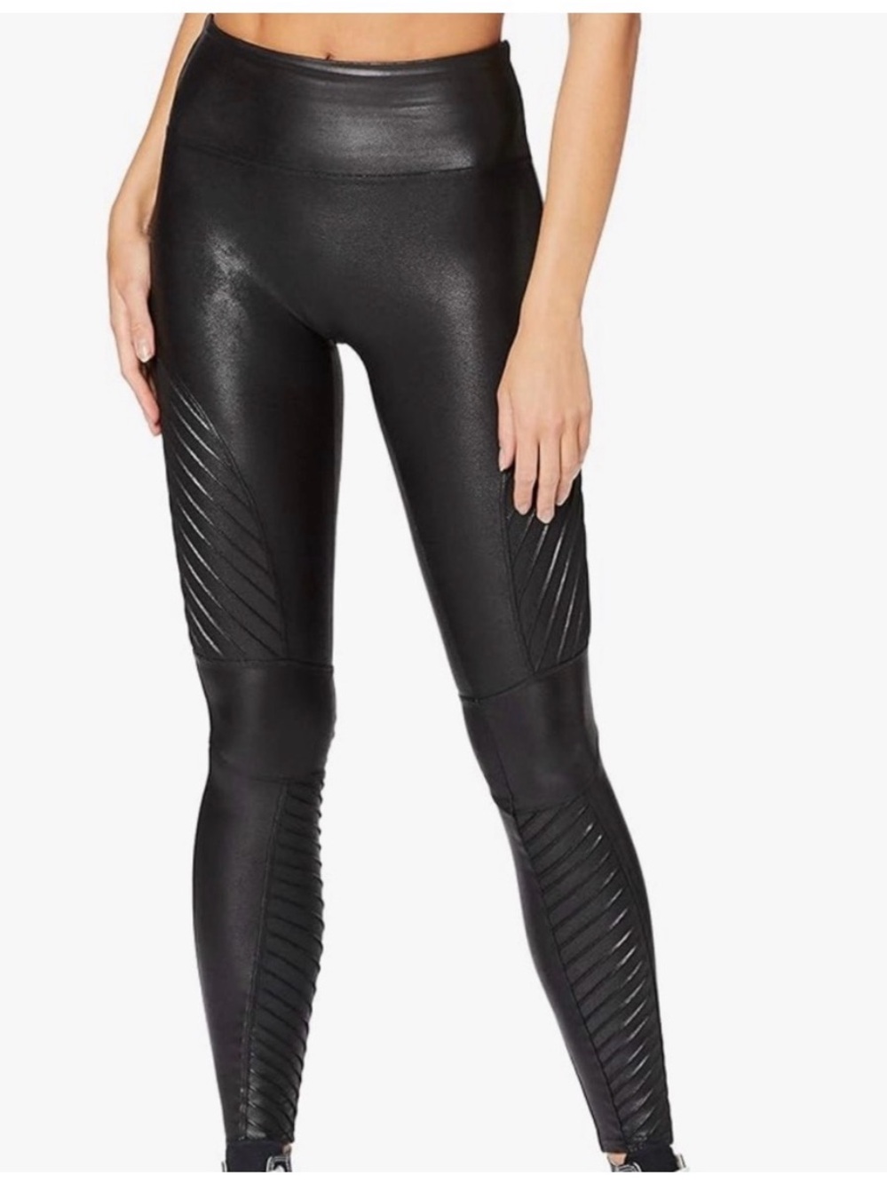 Spanx faux leather moto leggings sz medium black